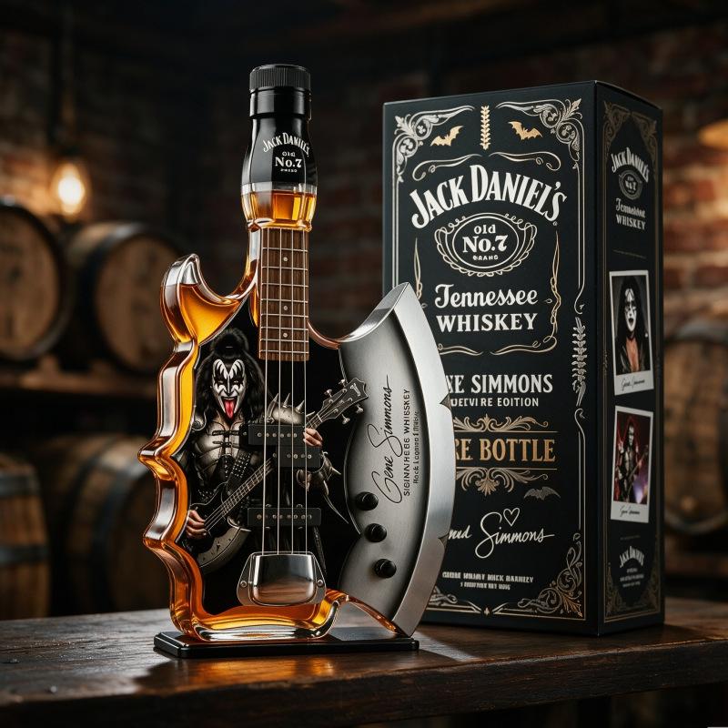 Стеклянная бутылка для виски Gene Simmons Axe Bass Креативный рок-декантер для крепких напитков