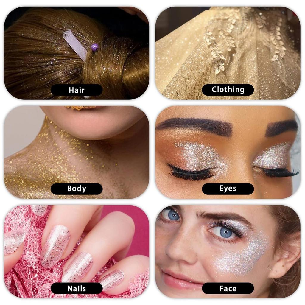 Glitter Spray For Hair And Body, Body Glitter Hairspray For Clothes, Quick-Drying And Long-Lasting Body Shiny Spray(60ml)