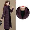 Women's Solid Color Long Down Jacket  Quilted Coat Women's Winter Padded Down Jacket Hooded Down Jacket with Warm Stand-up Collar