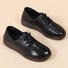 Two-step Genuine Leather Cowhide Sole Small Leather Shoes Women's Autumn Soft Sole Wedge Heel Single Shoes Retro Casual Cowhide Mother Shoes