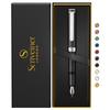 Scriveiner Luxury EDC Fountain Pen Gorgeous Matte Black Pocket Pen 2 Chrome Finish Schmidt German Nib Converter Best Writing Pen Gift Set Nice Stylish