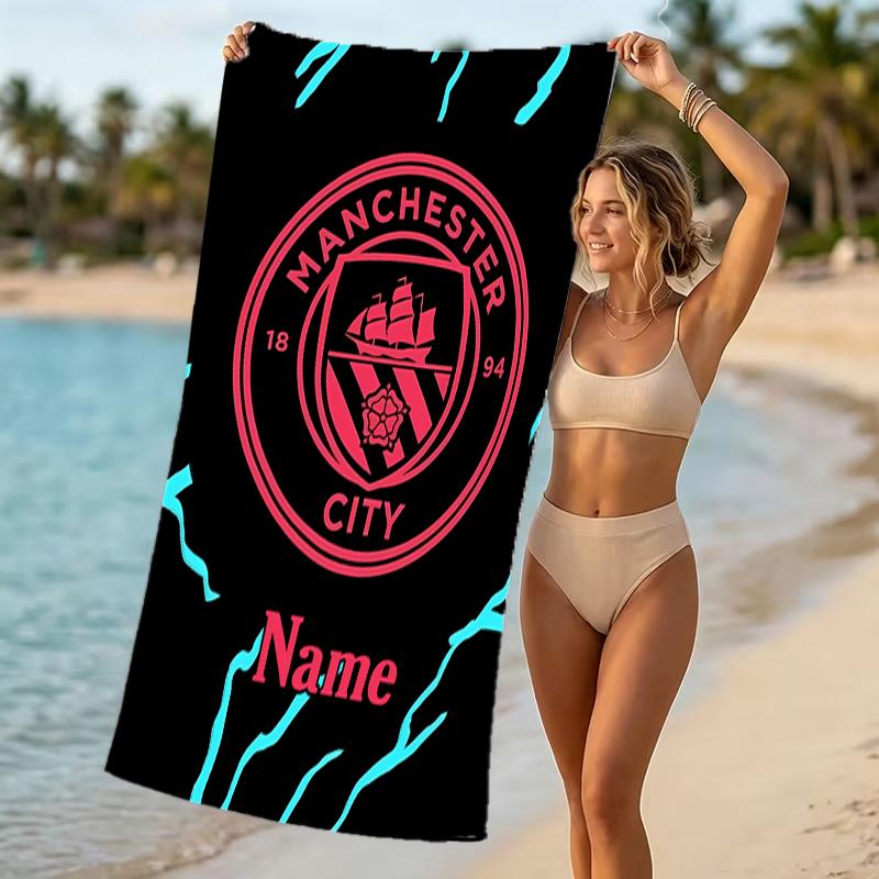 Customizable personalized beach towels Manchester City F.C themed designs.Suitable for the beach, yoga, sports;ideal as beach accessories