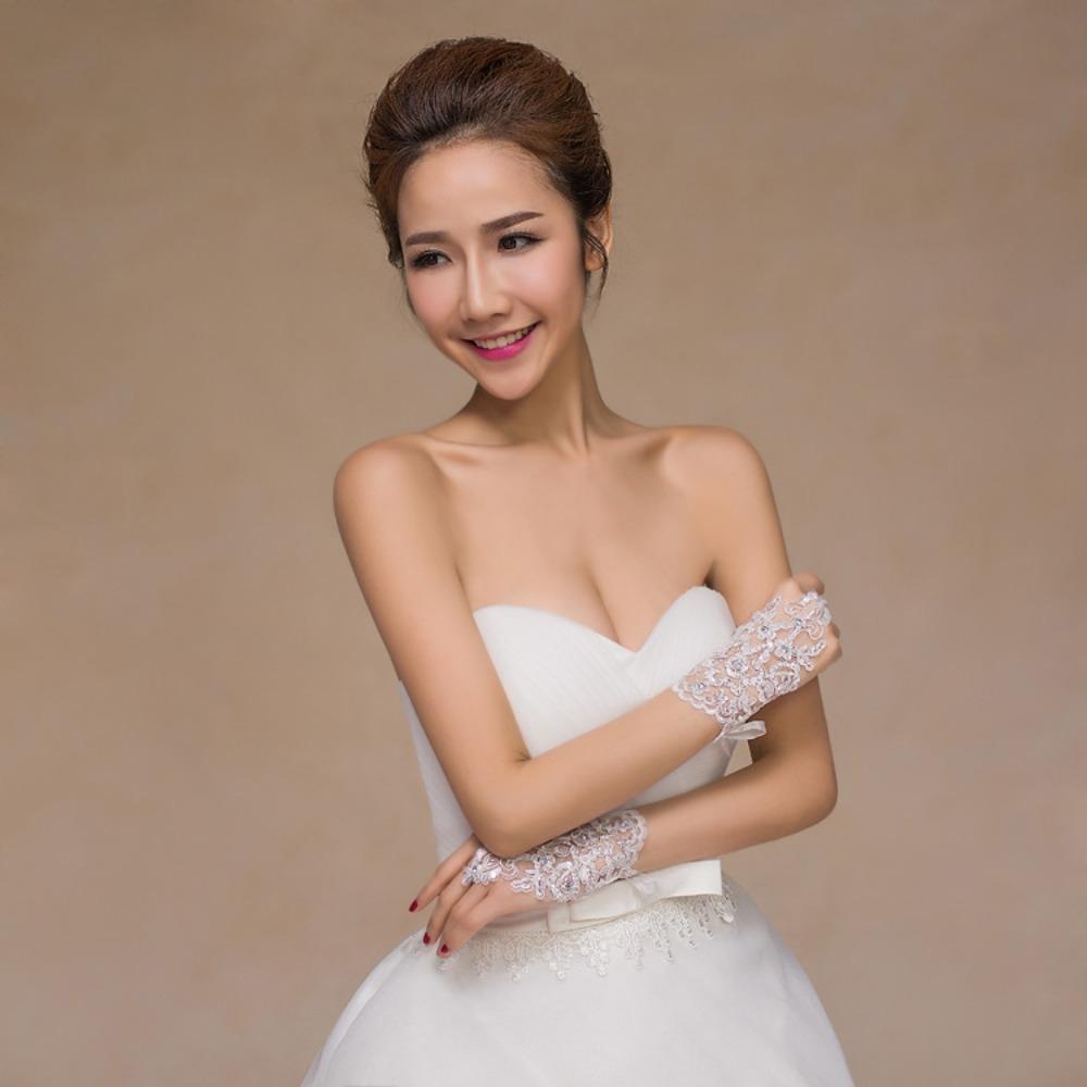 Вечернее платье Свадебные перчатки Сексуальное свадебное платье Митенки Горячая распродажа Кружевные перчатки Леди