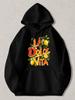 Black Hooded Sweatshirt with La Vita Lemon Graphic & Citrus Floral Print Pullover Hoodie - Casual Streetwear Hoodie Suitable for D