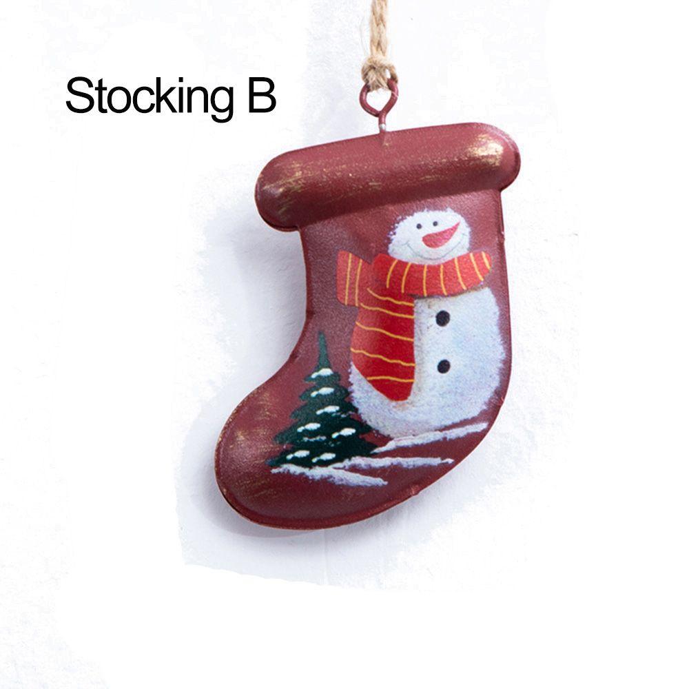 Retro Metal Xmas Tree Embellishment Welcome Door Hanging Pendants Santa Claus Cartoon Angel Doll Drop Ornaments Christmas Decor