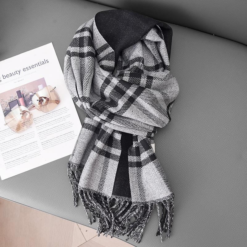 Women'S High-End Cashmere Plaid Scarf, Warm And Soft, Versatile Scarf, Shawl Dual-Purpose