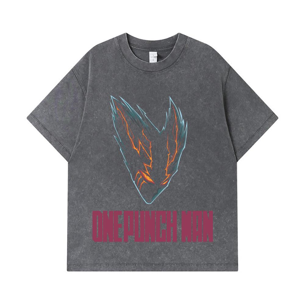 275 GSM Washed T-shirts 100% Cotton One Punch Man V8 Garou Print Unisex Heavy Cotton T Shirt