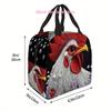1pc Elegant Thermal Insulated Bag - Red Rooster & Pearl Design, Non-Food Contact Thermal Insulation for Hot/Cold - Portable Reus