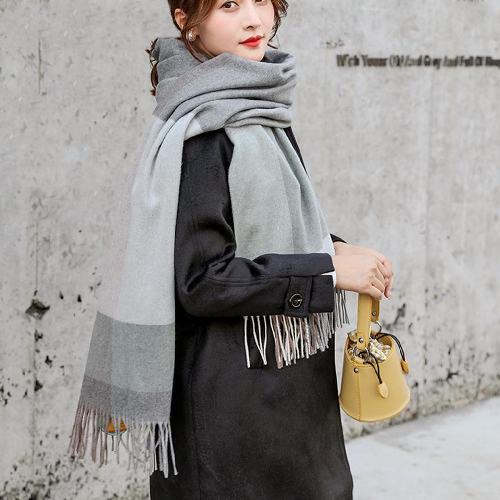 Cashmere color-block muffler, unisex couple winter scarf