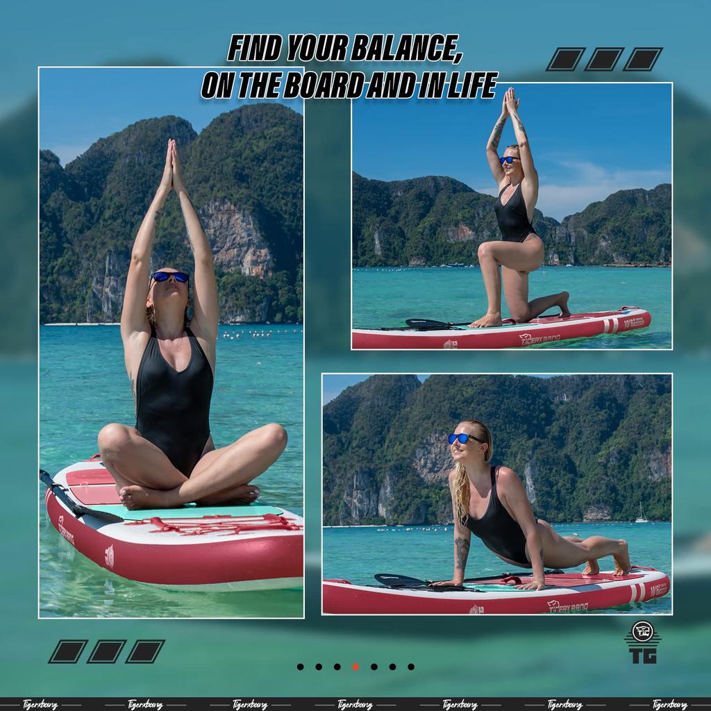 TIGERXBANG Надувная доска для гребли стоя SUP Длина 305 см Ширина 80 см Толщина 15 см с премиальным веслом для SUP-доски для Defender Розовые аксессуары,