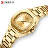 CURREN 9104 Женские кварцевые часы с браслетом из стали, повседневные, модные