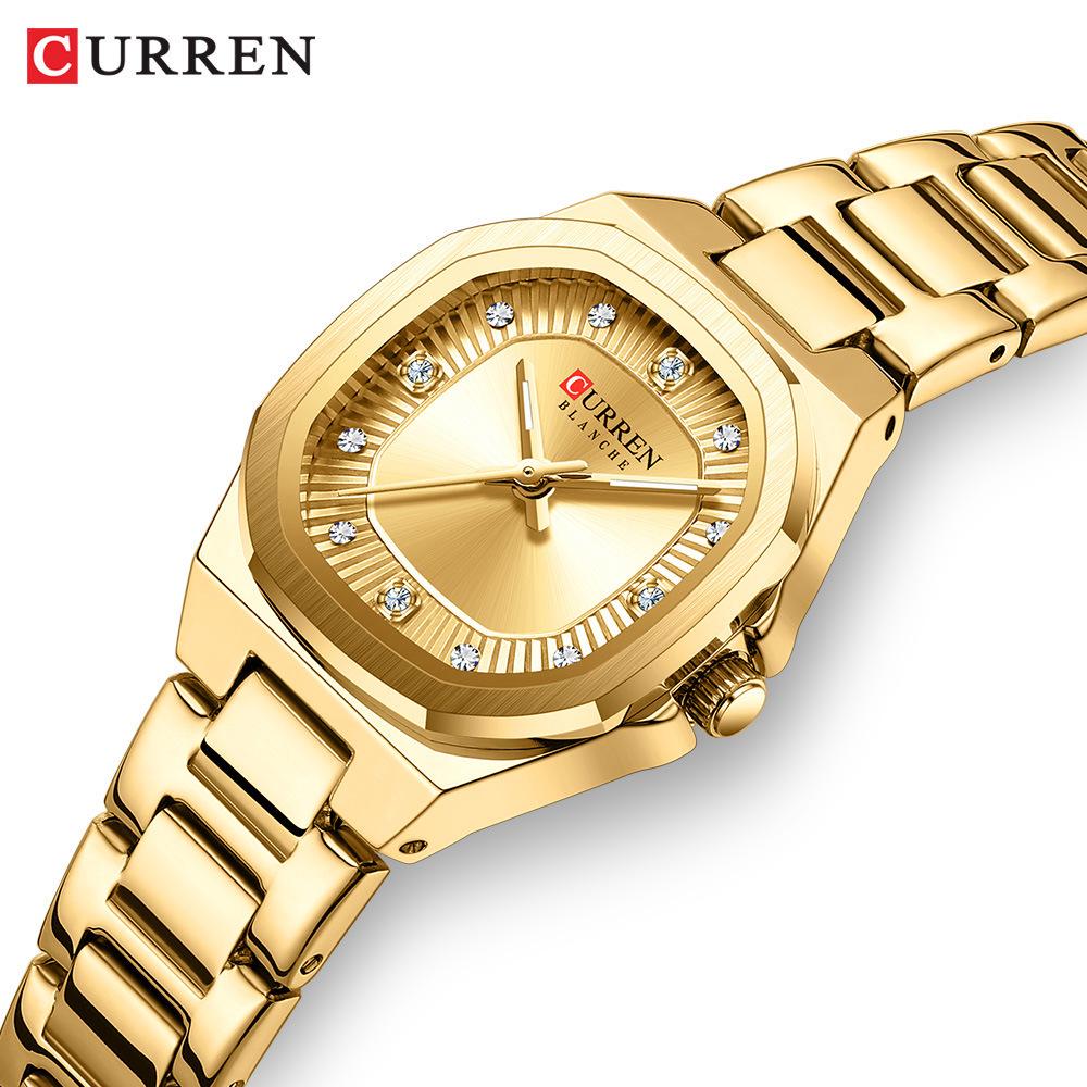 CURREN 9104 Женские кварцевые часы с браслетом из стали, повседневные, модные