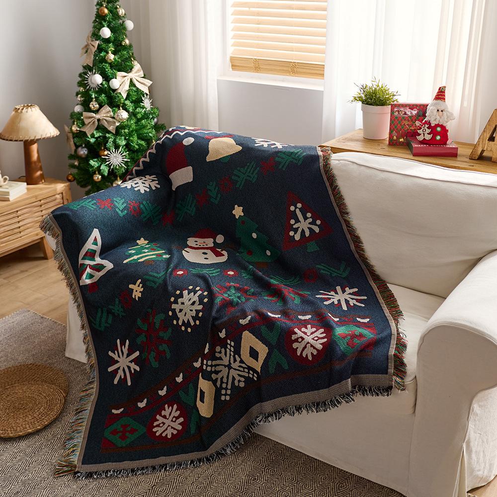 sofa towel cover cotton yarn winter festival atmosphere decorative cloth cover blanket anti-cat scratch sofa cushion