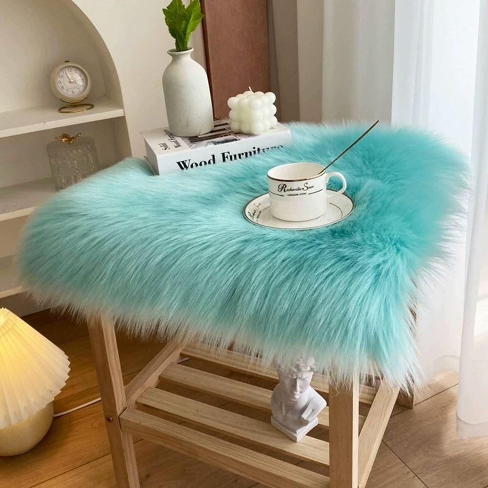 45*45cm Display Dressing Table Mat Fluffy Shaggy Fur Rugs Sofa Pillow Cushion Seat Cushion Pad