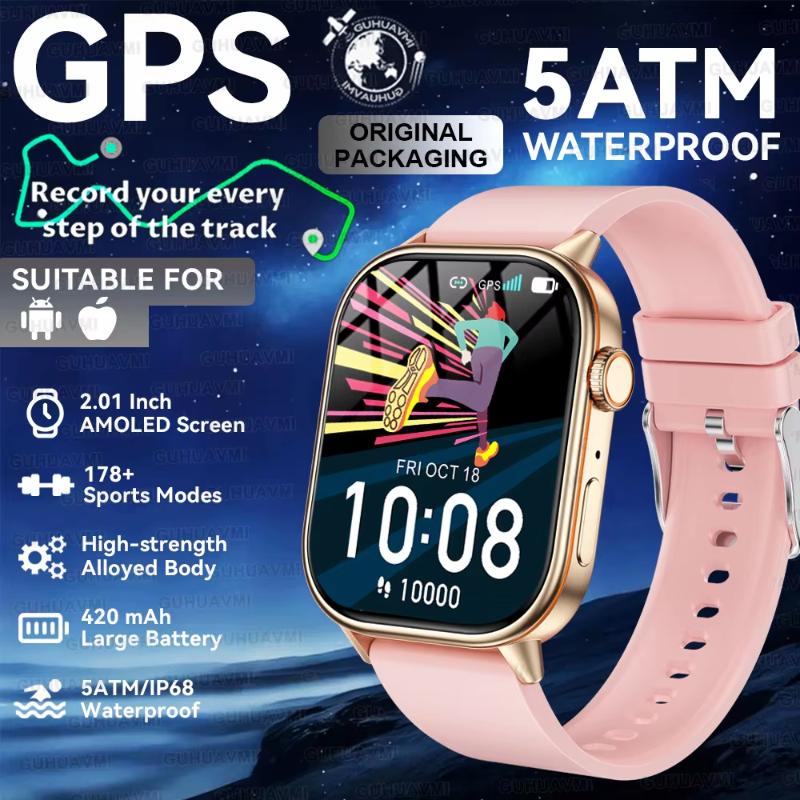 2025 Новые Uric Горячие продажи Встроенный GPS Спортивные Смарт-часы Мужские 2,01-дюймовый HD-экран Компас 5ATM Bluetooth-звонок Фитнес На открытом воздухе Взрослые