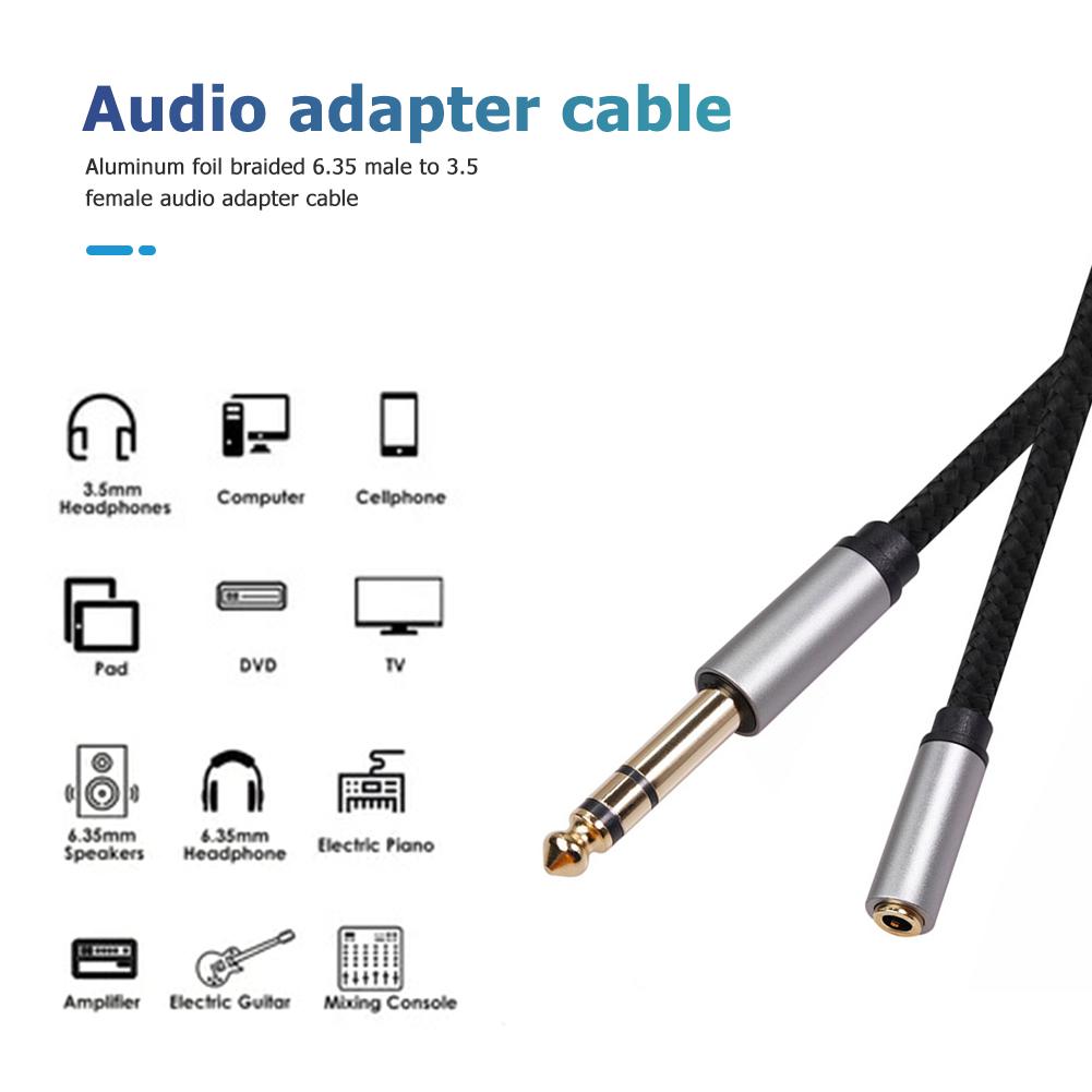 3.5mm Female To 6.35mm Male Audio Cable TRS 1/8 Jack To 1/4 Plug Adapter Aux Cable for Headphones Phone PC Amplifiers Guitar