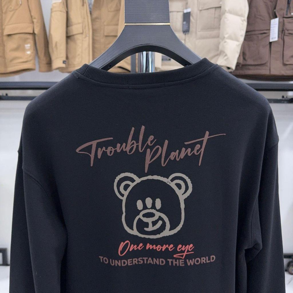 H Brand Men's Black Round Neck Pullover Hoodie – Casual, Long Sleeve, Versatile Base Layer (Model 3Y097)