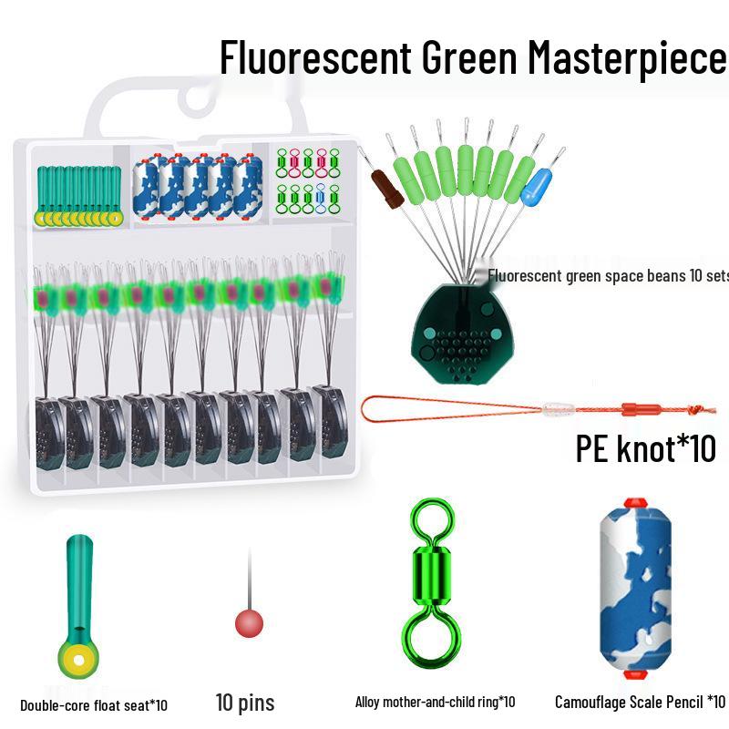 Набор рыболовных снастей из 50 предметов: Силиконовые шарики-поплавки, вертлюги, поплавки, основная леска