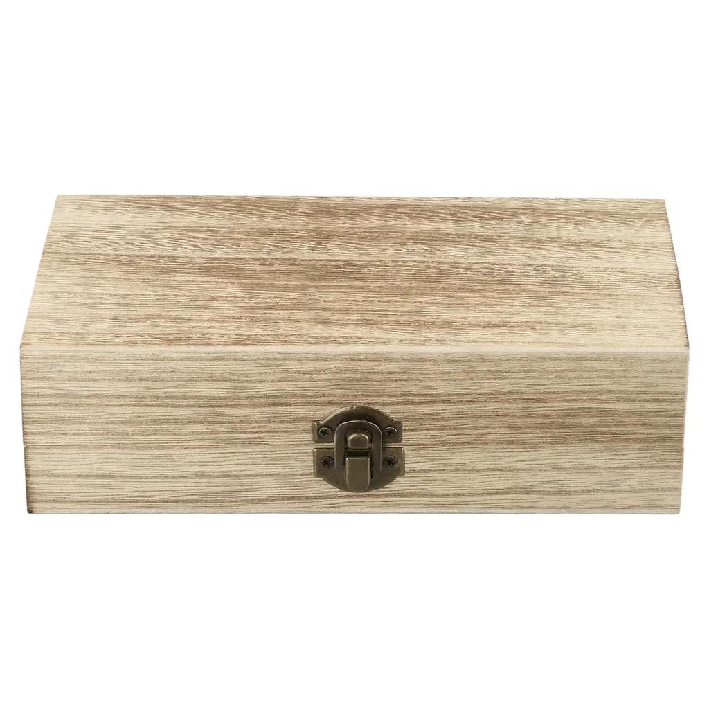 Ретро Деревянная Коробка для Хранения Ювелирных Изделий Винтажная Деревянная Коробка с Замком Прямоугольный Настольный Органайзер для Ожерелий Браслетов Колец Украшений