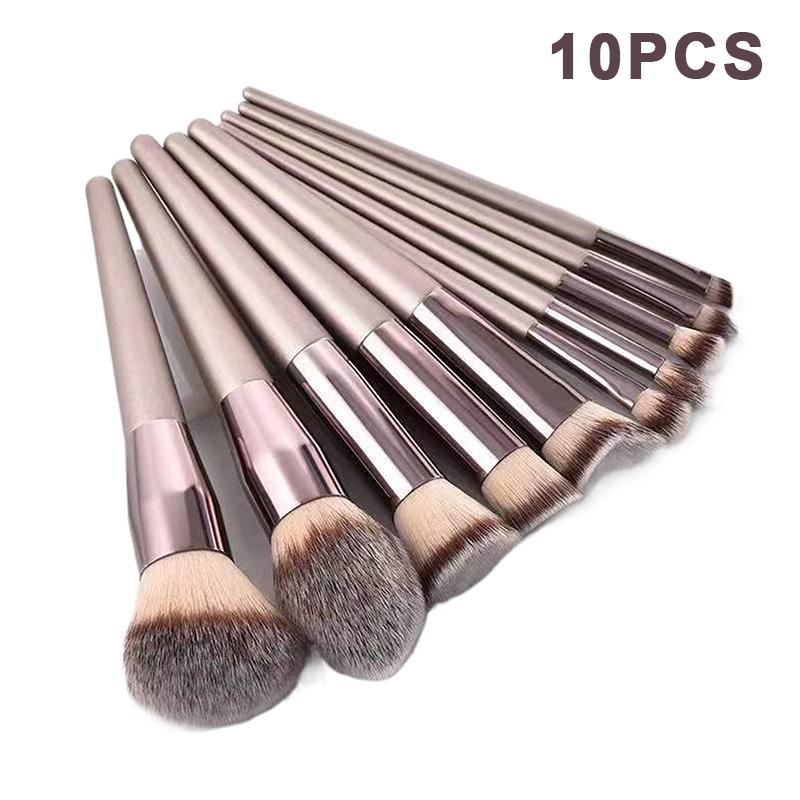10/14 шт. Набор кистей для макияжа цвета Шампанское Золото, Полный набор для тональной основы, Рассыпчатой пудры, Румян, Консилера, Теней для век, Профессиональный набор