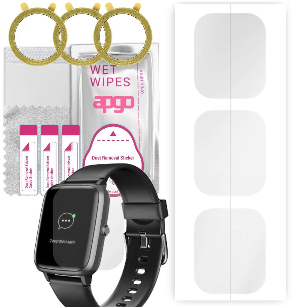 3x Apgo Hydrogel Screen Protector for Hama Fit Watch 5910, Hydrogel Film, with Positioning Layer Easy Installation