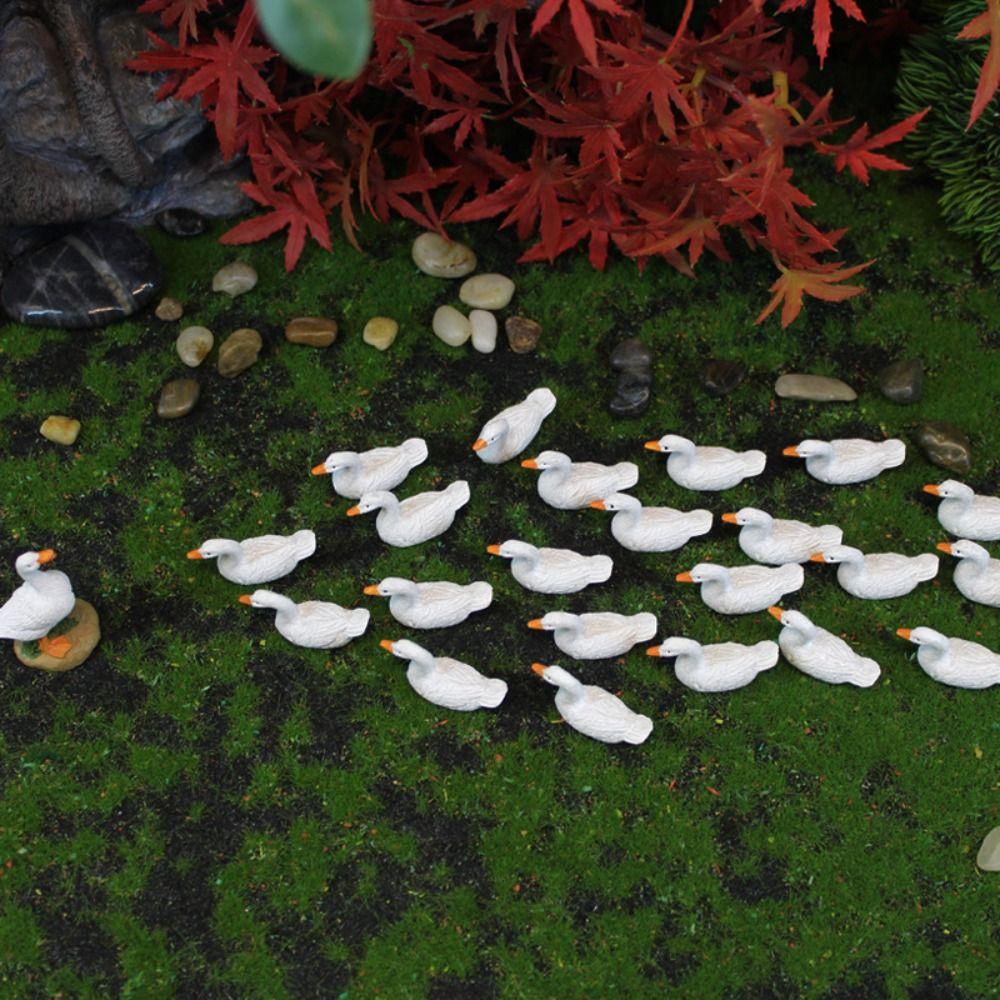 Handmade Mini Duck Statue Cute Micro Landscape Decoration White Duck Ornaments Home Decorations