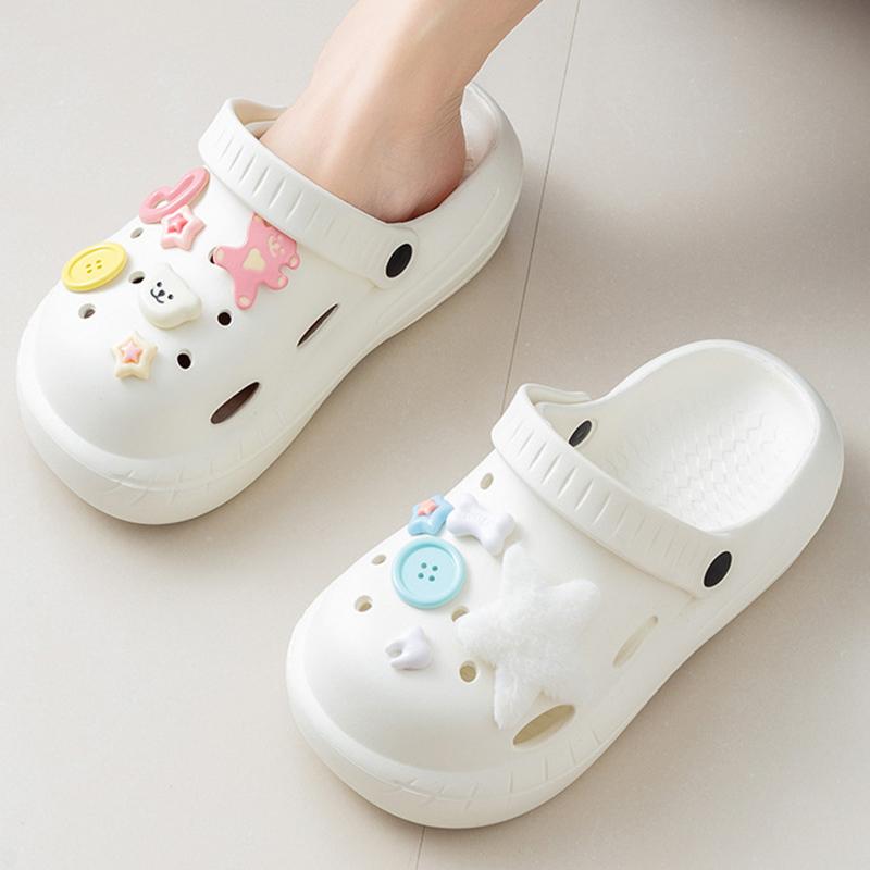 Милый декор своими руками Ева Сабо Женские сандалии на платформе С вырезами Закрытый носок Летние тапочки Женская мода Мягкая подошва Пляжные сандалии