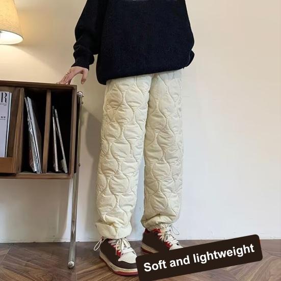 Мужские зимние брюки, утолщенные стеганые брюки с подкладкой из овечьей шерсти и флисом, ветрозащитные брюки прямого кроя с застежкой на шнурке для повседневной носки