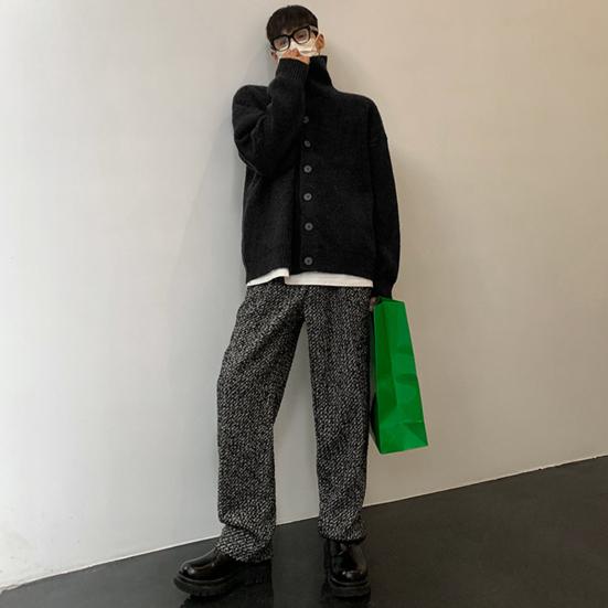 Осень-зима мужской свитер кардиган высокий воротник защита шеи трикотаж толстый эластичный