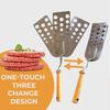 Stainless Steel BBQ Spatula Creative Hot Meat Patty Scraper Expandable Triple 3 Blade Easy Clean Grill Tool for Burger Lovers And Batch Cooking