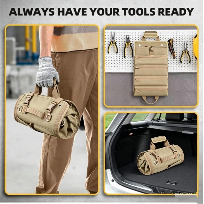 Tool Roll Bag Organizers Electrician Kit Roll-type Easy Carry Storage Hanging Bag Vehicle-mounted Multifunctional Hardware Gift