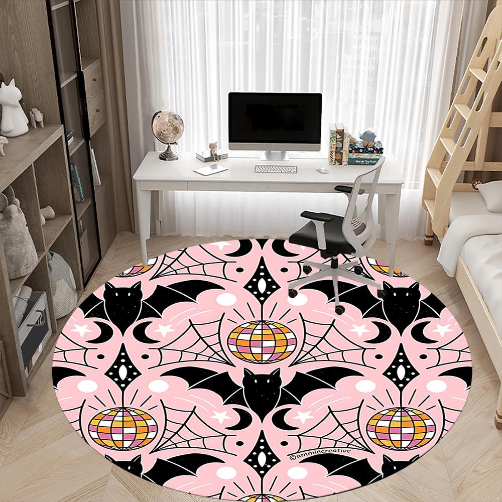1pc Bat PrintChair Carpet for Office, Indoor Non-Slip Washable Polyester Fiber Carpet, Mat For Office, Machine Washable