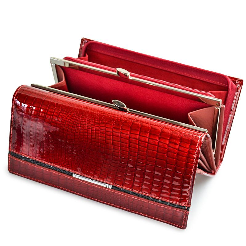 Женский кошелек из натуральной кожи, дизайн женской сумки из лакированной кожи, роскошная сумка, кошелек из воловьей кожи с крокодиловым узором