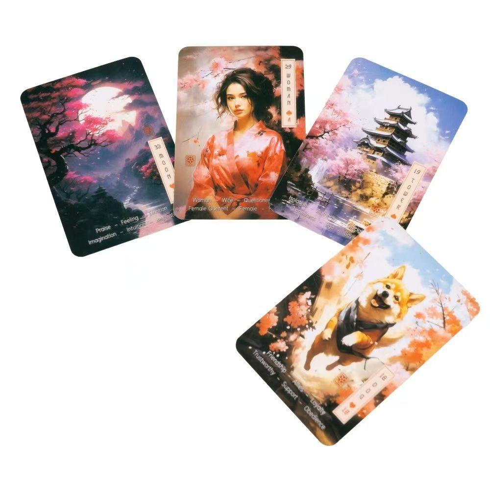 Le Sakura Lenormand Cards - 36 Card Deck with Keywords - Japanese Cherry Blossom Themed Oracle Cards 9*6cm