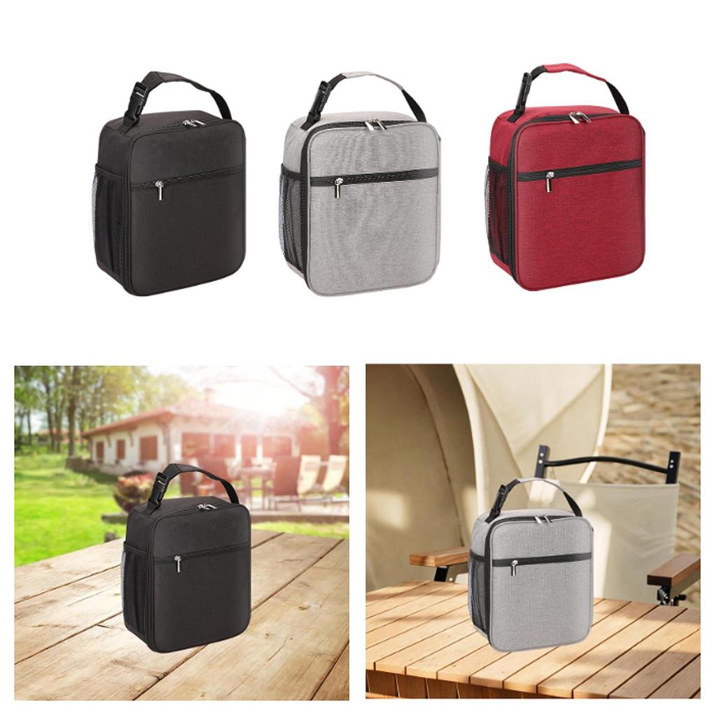 Insulated Lunch Bag with Handle and Bottle Pocket Meal Tote Thermal Leakproof Lunchbox for Hiking Picnic Travel Beach Women Men