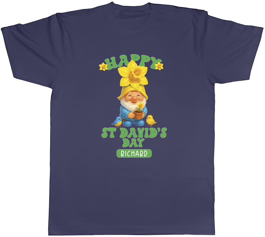 Personalised Happy St Davids Day Gnome Daffodil Unisexs TShirt Tee Gift Top