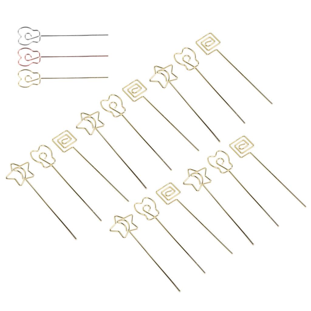 15pcs Table Number Holder Cute Shape Electroplating Process Practical Photo Stand for Office Anniver