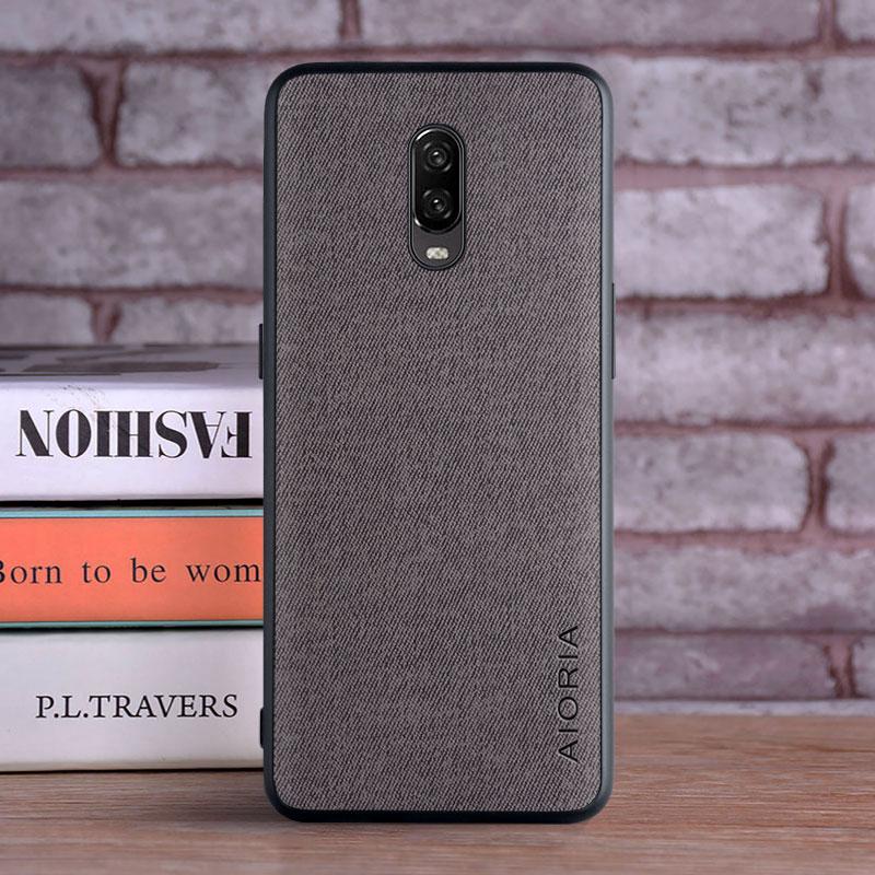 Текстильный кожаный чехол для Oneplus 6T, мягкий ТПУ с задней панелью из твердого поликарбоната, дизайн с защитой камеры