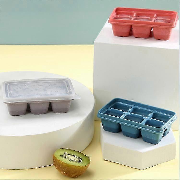 3 Pack Flexible Silicone Mini 6 Blocks Ice Tray Mold With Lid Ice Cube Box