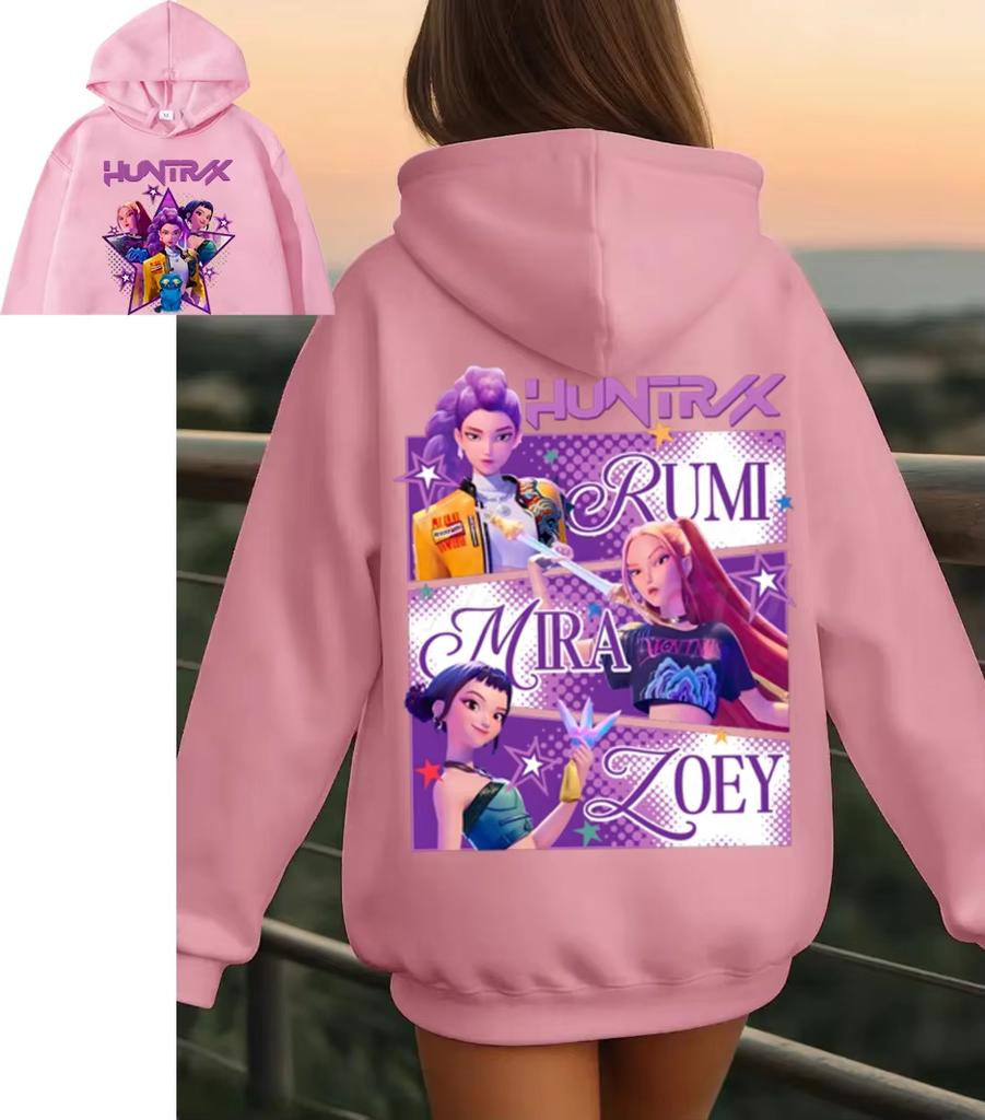 KPop Demon Hunters Huntrix Худи Мужские Женские Повседневные Пуловеры Мира Руми Зои Свитшот с Принтом С Капюшоном Унисекс Мода Уличная Одежда