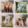 Cute Pet Animal Pillowcase Decorative Cute Puppy Chihuahua Pillowcase Soft Plush Cushion Cover for Car Sofa Home 45x45cm