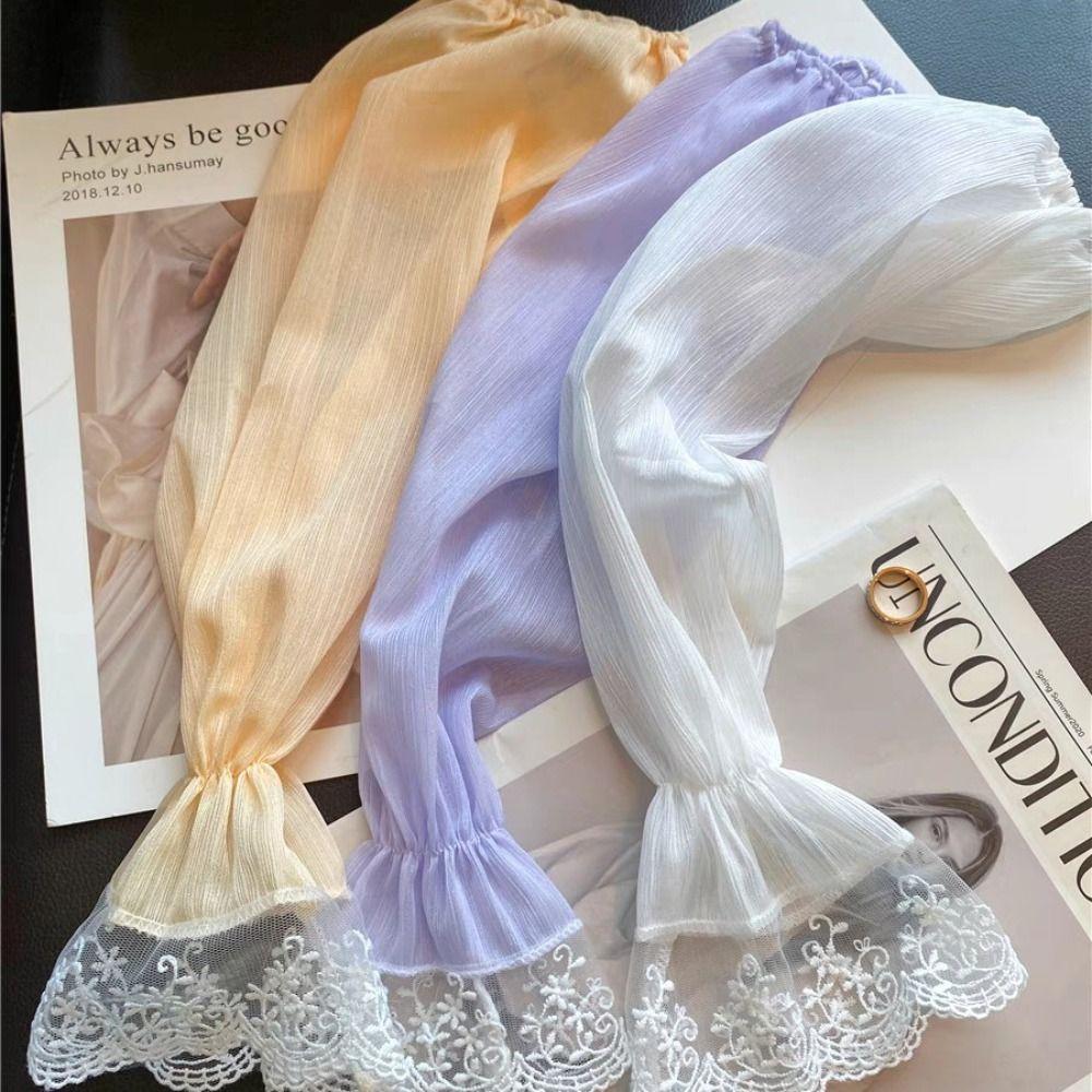 Fingerless Long Arm Sleeves Breathable Summer Arm Cover Fashion Lace Sleeve Sports