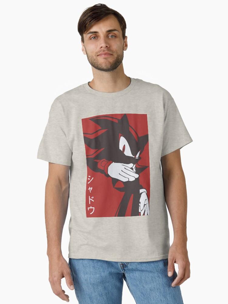 Sonic the Hedgehog Normal Black Shadow Hedgehog anime manga style Background Red Classic T-Shirt