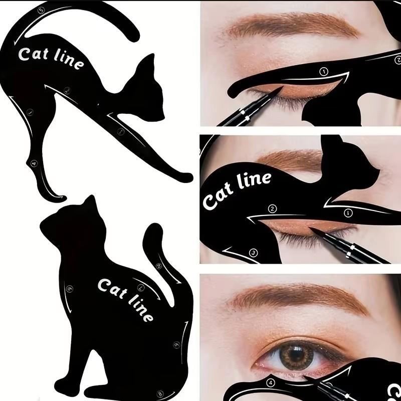 2Pcs/set Easy To Make Up Eye Makeup Tool Eye Template Shaper Model Cat Line Stencils Eyeliner Card Cat Line Eyeliner Stencils