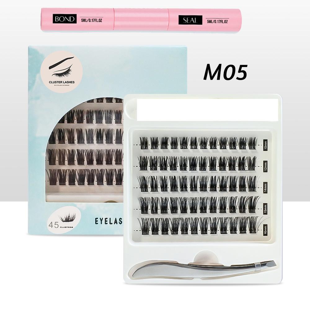 3-Fold Cluster Lash Kit 830Pcs Individual Lashes 30D-100D Wispy Thick Natural DIY Eyelash Extensions Glue Remover Tweezer Set