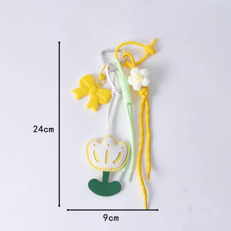 3D Дизайн Цветка DIY Кожаный Подвеска для Рюкзака Цельное Плетение Веревкой Креативное Украшение для Ключей.