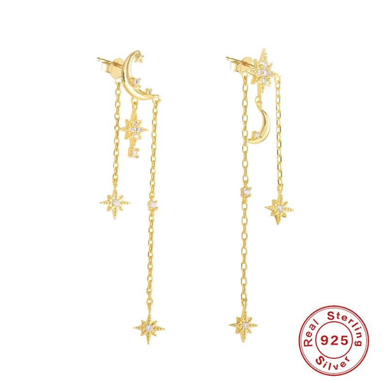 S925 стерлингового серебра стиль банкетные украшения простые роскошные благородные бриллиантовые цепочки бахрома серьги-гвоздики