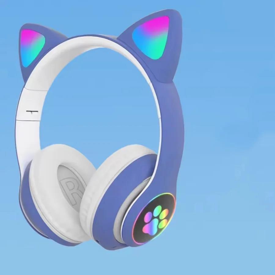 Cute Cat Wireless Headphones RGB Cute Cat Ears Headset With Microphone Noise Cancelling Kid Stereo Music Children's Gifts