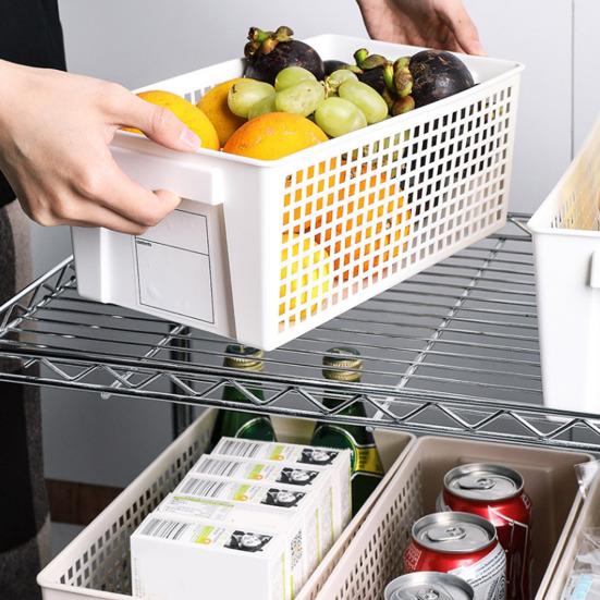 Пластиковая корзина для хранения с этикеткой, многоцелевой контейнер для хранения с нескользящей ручкой, вентилируемый