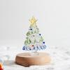 Glass Christmas Tree Mini Tabletop Xmas Tree Figurine with Star Topper for Winter Holiday Table Mantel Shelf Home Decoration